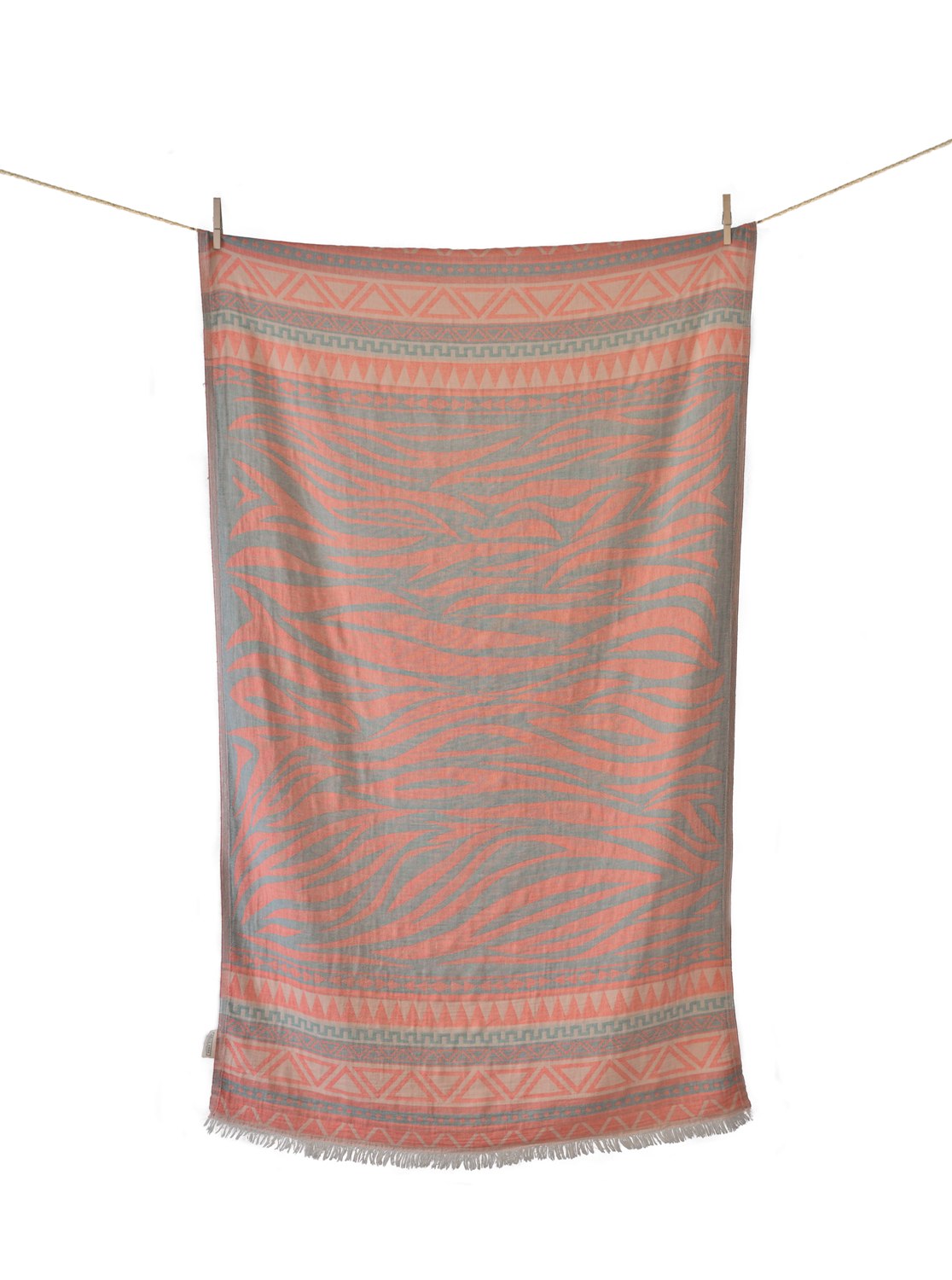BEACH TOWEL MILOS CORAL & EUCALYPRUS & BEIGE