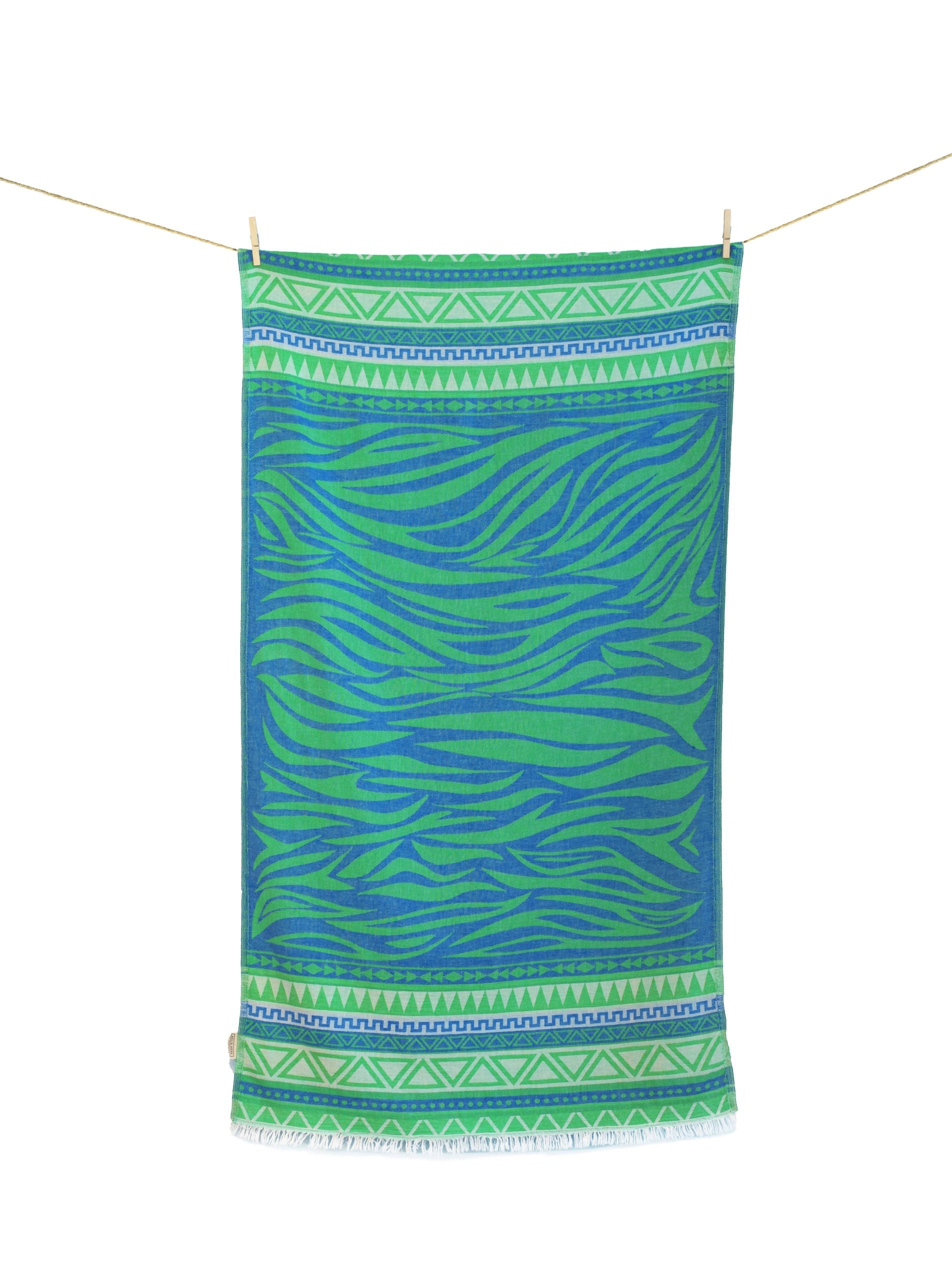 BEACH TOWEL MILOS PAR.BLUE & LIME & NATURAL