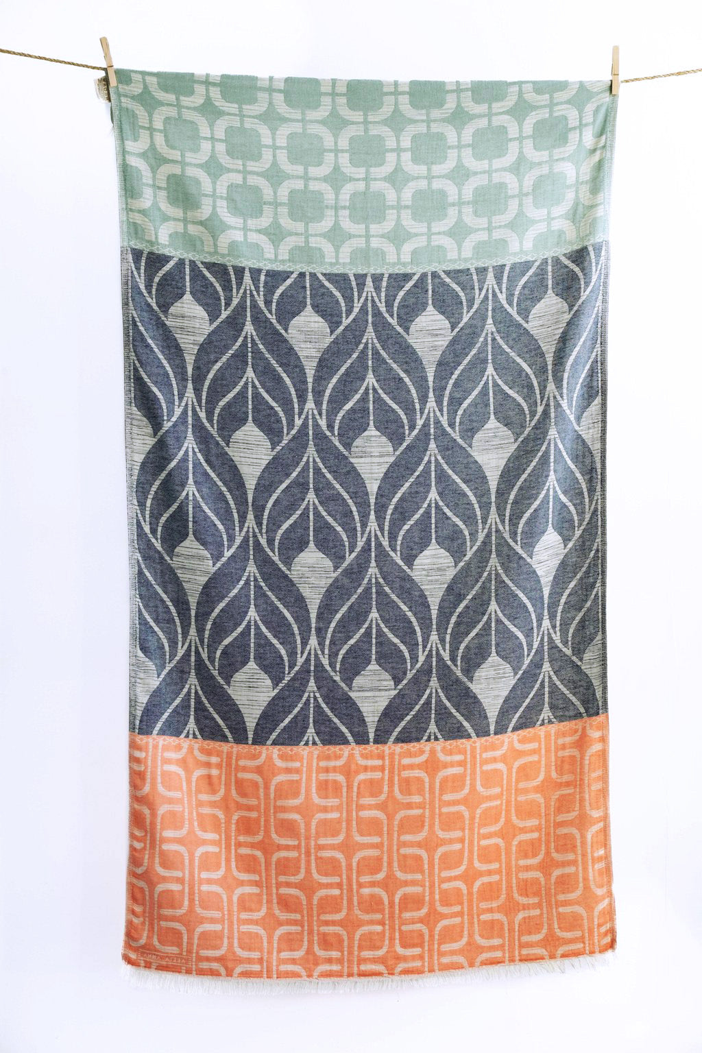 BEACH TOWEL KISSAMOS N.BLUE&CORAL&EUCALYPTUS