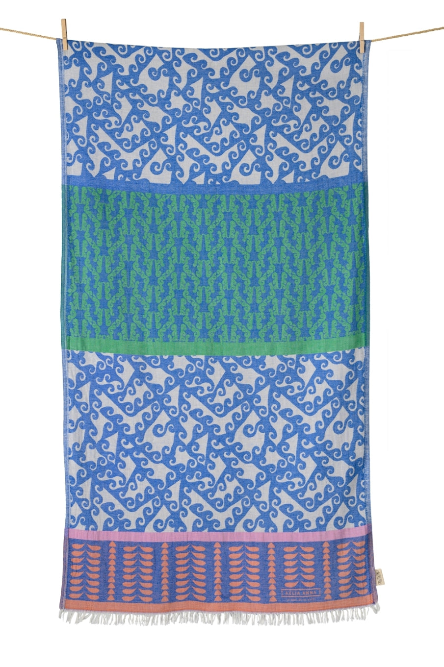 BEACH TOWEL POSIDI CORAL & P.BLUE & LIME