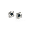Small crystal metal lace earrings Blue