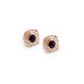 Small crystal metal lace earrings Purple