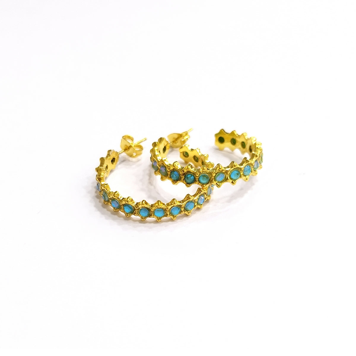 Crystal’s dance delicate hoops Turqoise
