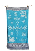 BEACH TOWEL KENTIMA TURQUOISE & NAVY BLUE