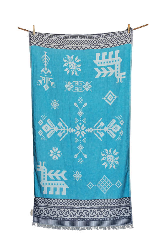 BEACH TOWEL KENTIMA TURQUOISE & NAVY BLUE