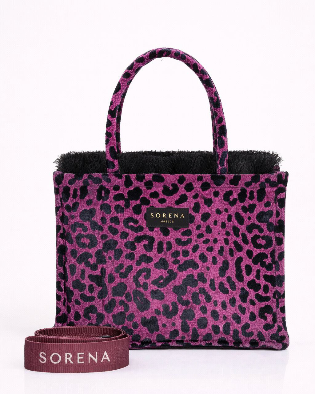 Leopard Velvet Magenta Medium Tote Bag