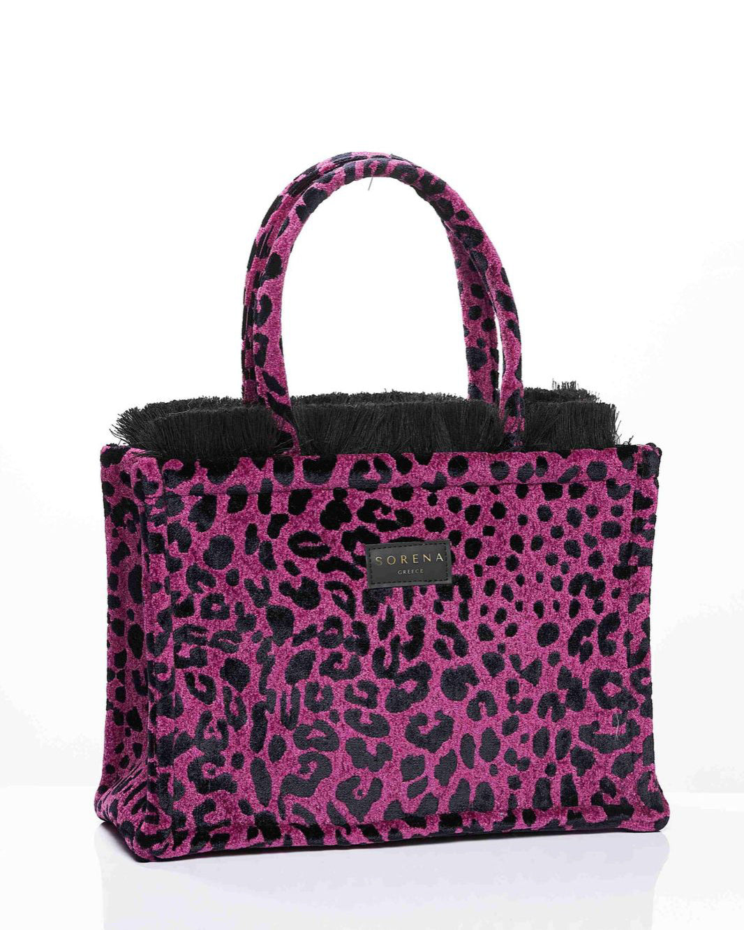 Leopard Velvet Magenta Medium Tote Bag