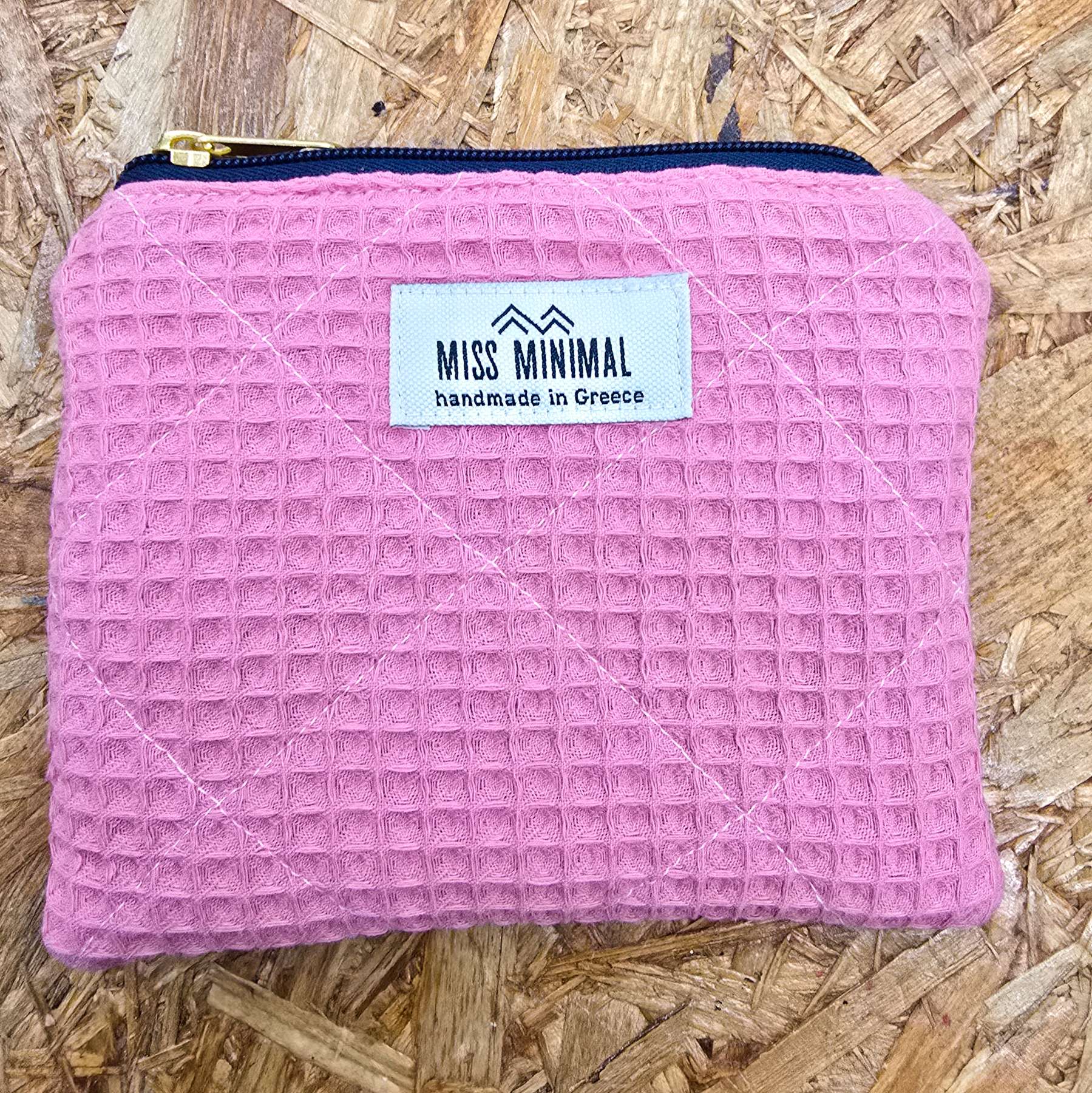 Pink Waffle Mini Zipper Pouch
