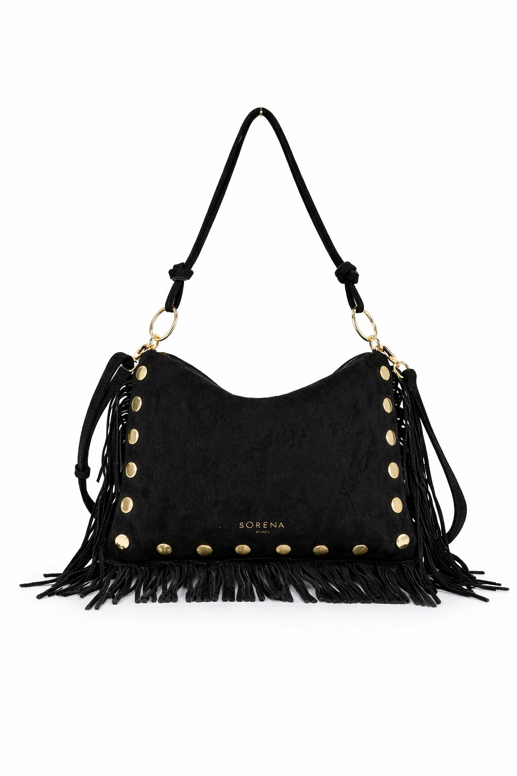 Simona Suede Black Crossbody Bag