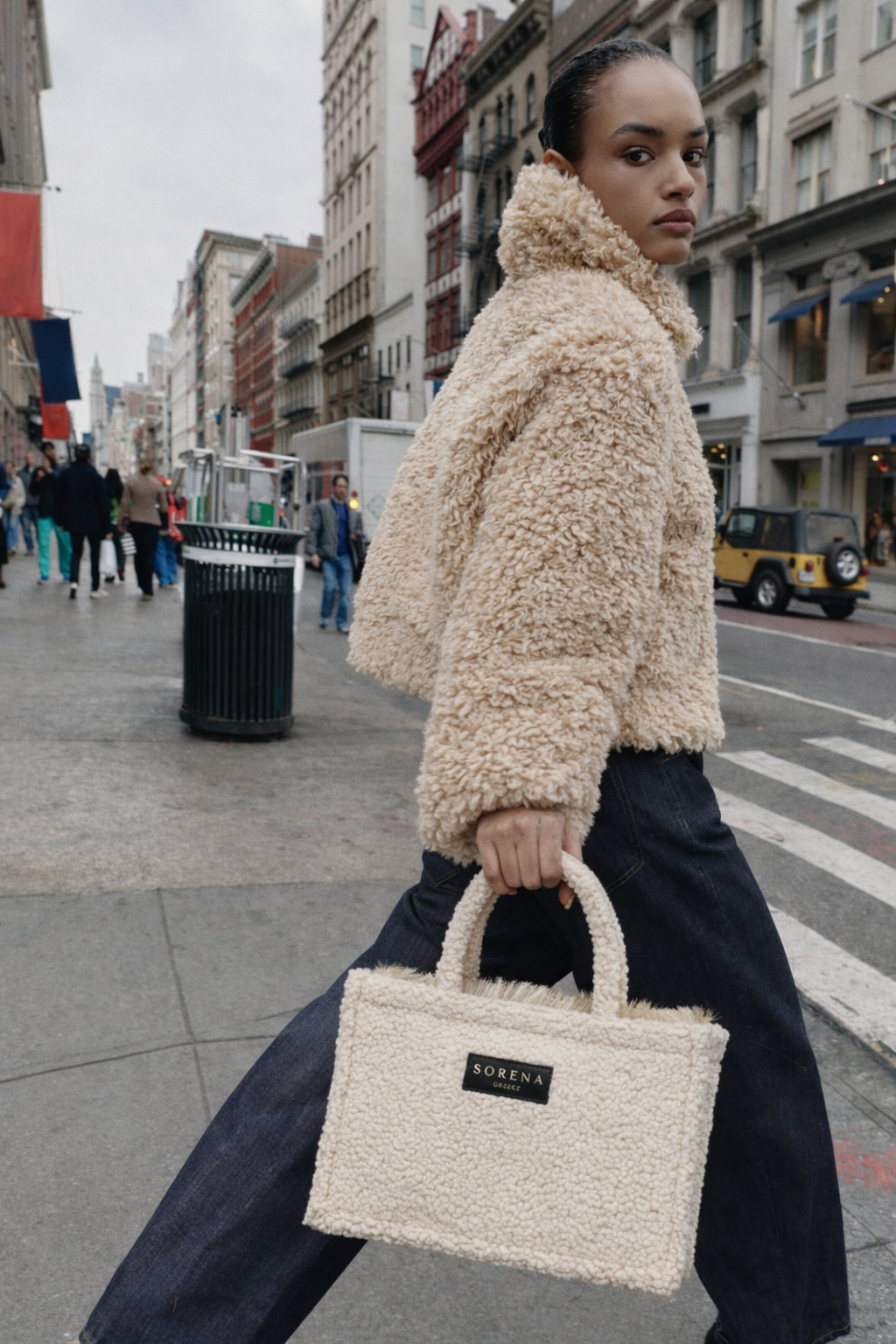 Teddy Beige Medium Tote Bag