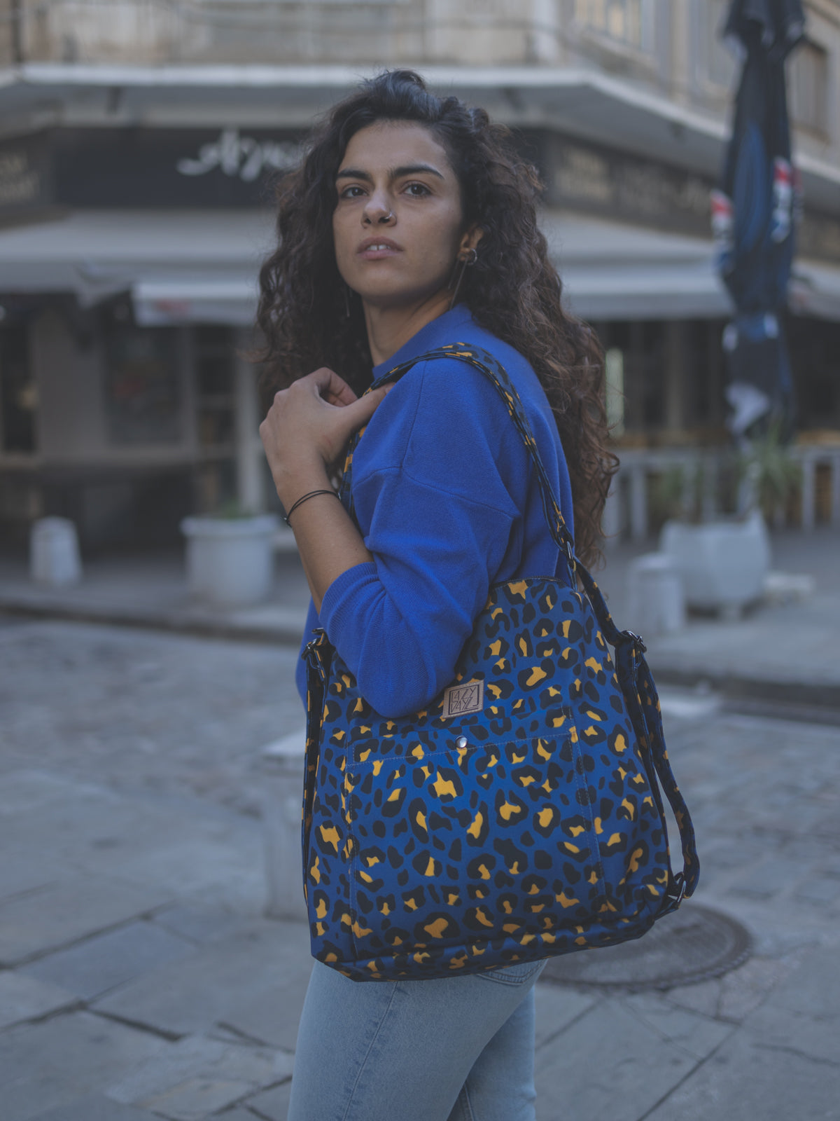 Τσάντα Ώμου Terpshithea Blue Leopard