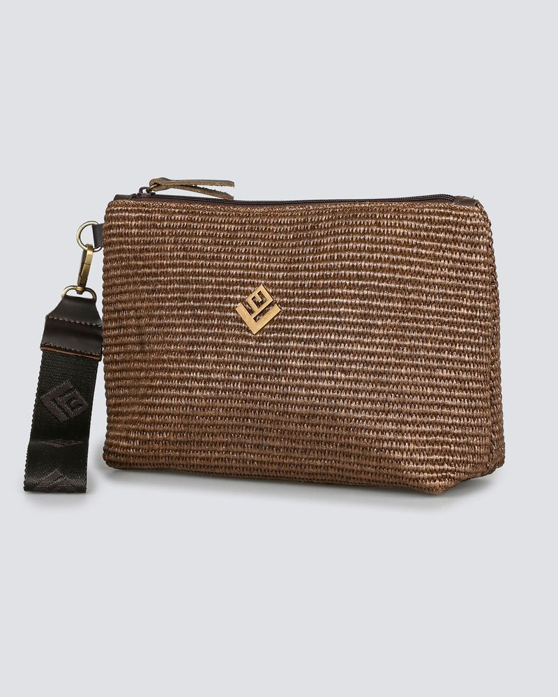 Necessaire Raffia Bag - Brown