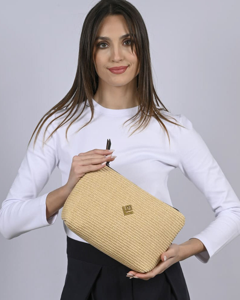Necessaire Rafia Bag - Beige