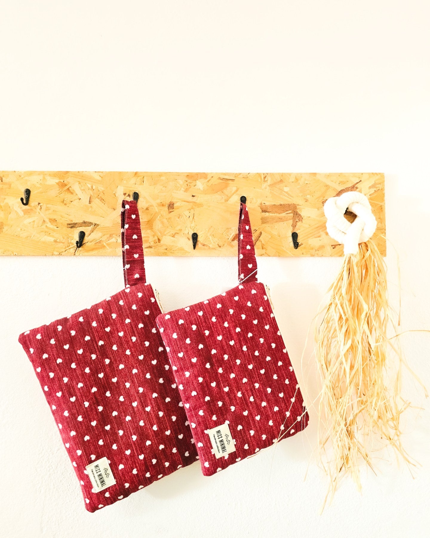 Burgundy Hearts Small Handbag