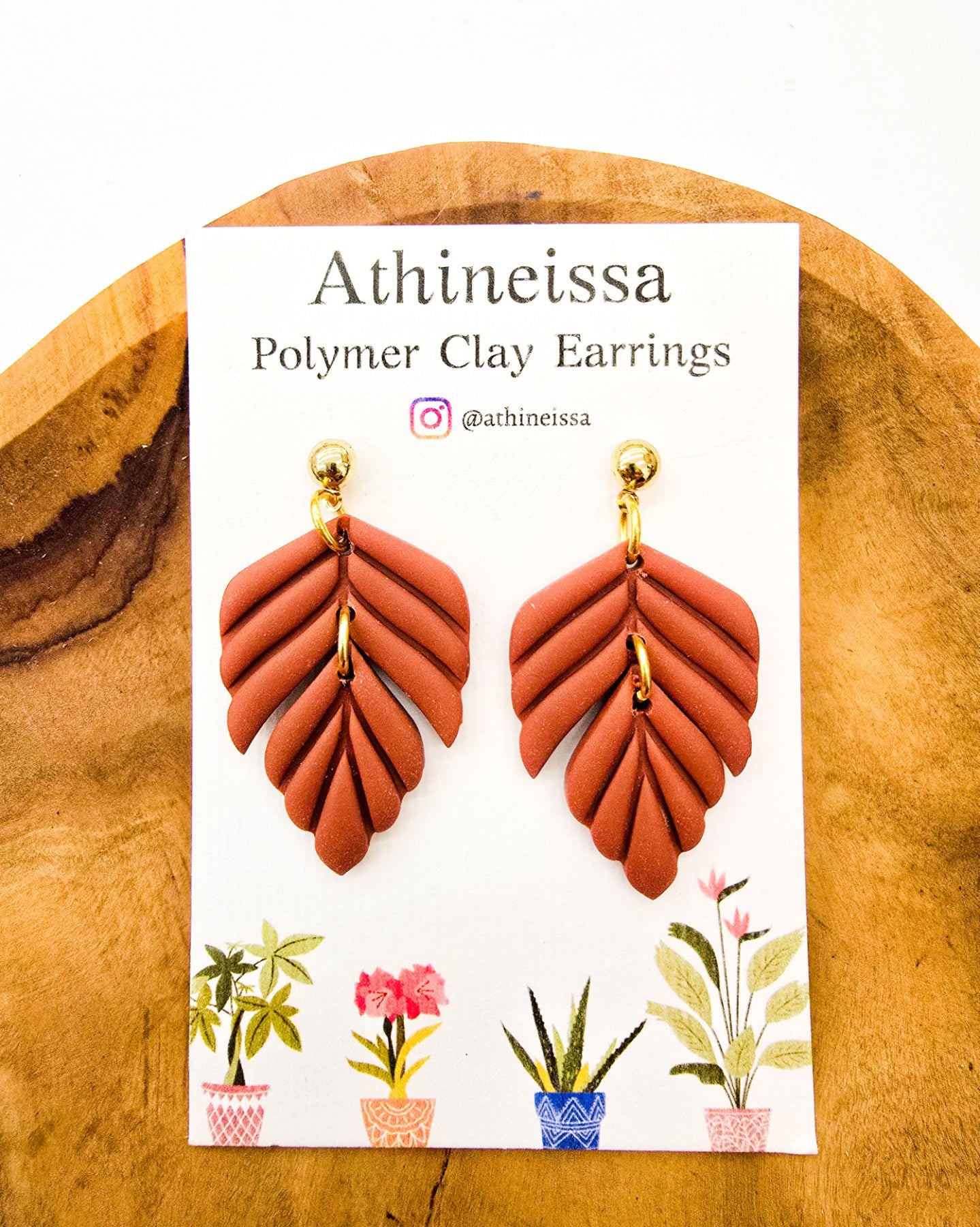 Σκουλαρίκια Φύλλο "Palm" - Κεραμιδί (Terracotta)