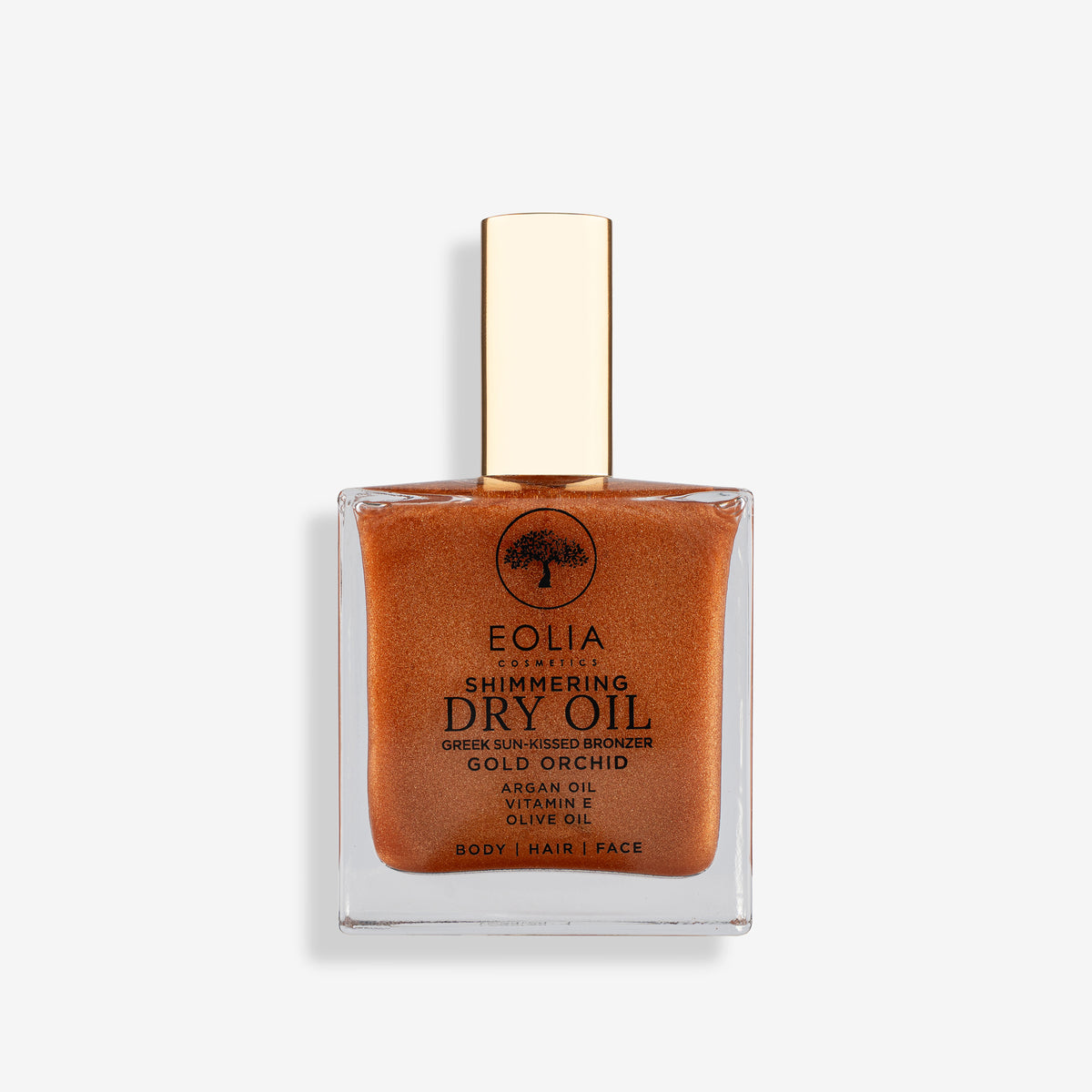 Ξηρό λάδι σώματος Eolia Sun-Kissed Bronzer 100ml για χρυσαφένια λάμψη & θρέψη. Με άρωμα χρυσής ορχιδέας & βιταμίνη Ε. Αποκτήστε το στο Roots Stories!