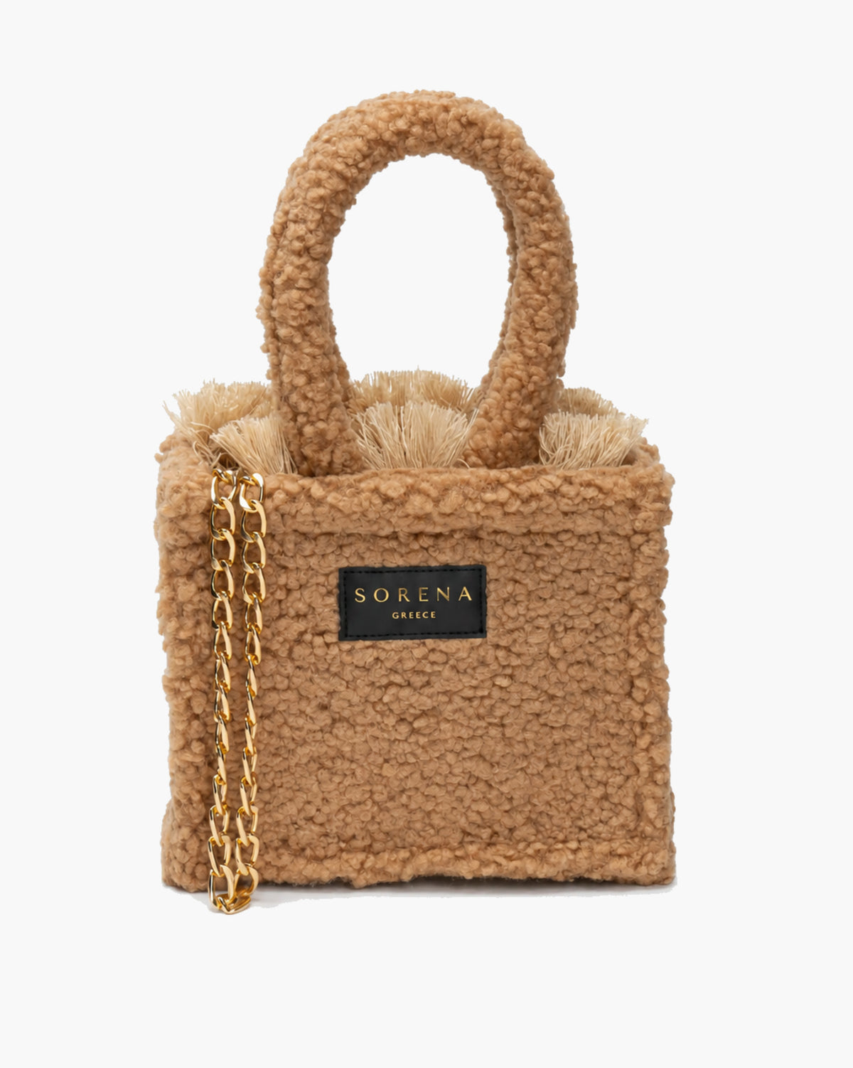 Χειροποίητη τσάντα Teddy Honey Mini Tote της Sorena με απαλή teddy υφή. Ανακαλύψτε την στο Roots Stories! Δωρεάν μεταφορικά άνω των 80€.
